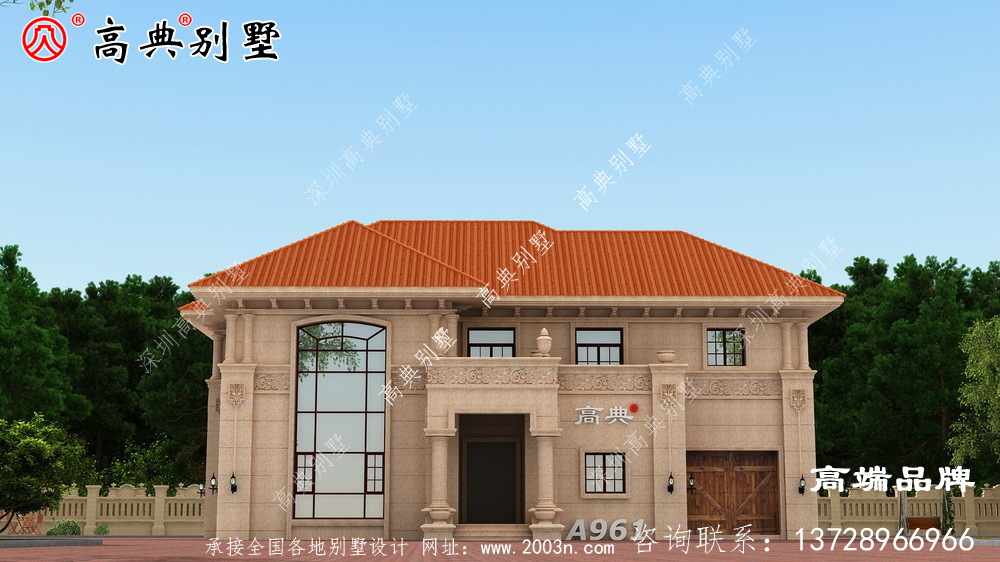 這款兩層歐式別墅，外觀新奇大氣，并貼近農(nóng)村風(fēng)貌。