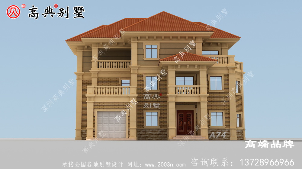 農(nóng)村歐式風(fēng)格三層小洋樓斜屋頂別墅