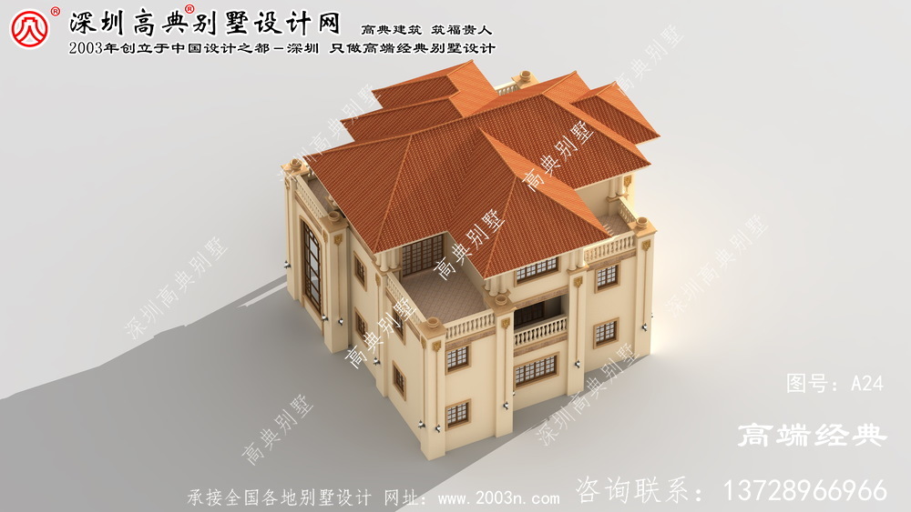 崇明縣高端歐式三層復式別墅效果圖