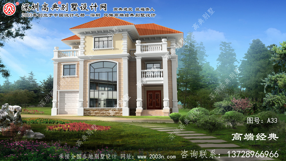 高淳縣復(fù)式別墅自建外觀效果圖