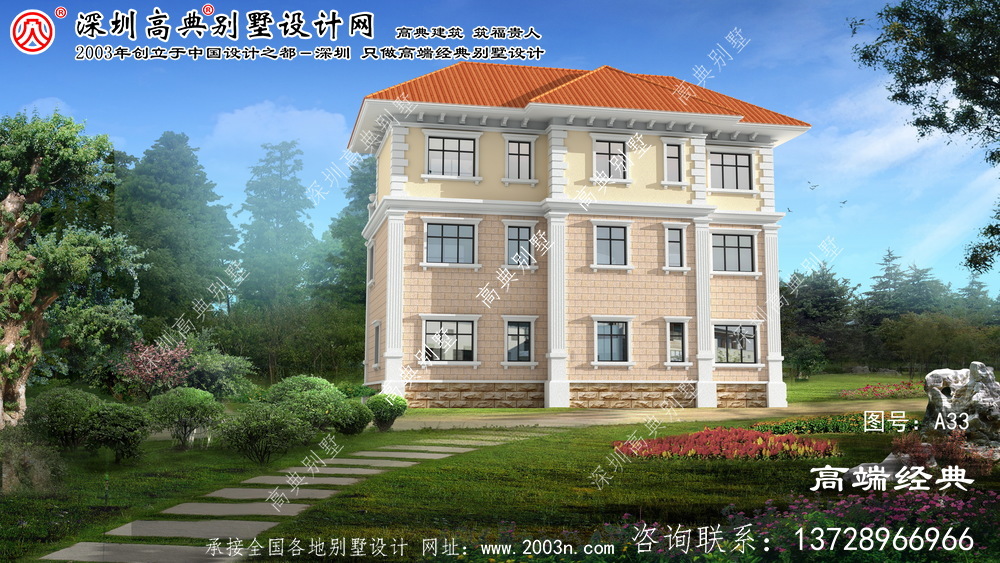 高淳縣復(fù)式別墅自建外觀效果圖