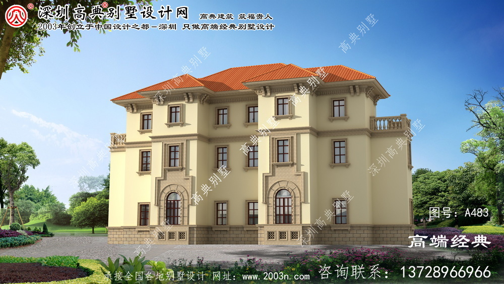 鳳臺縣三層別墅外觀效果圖