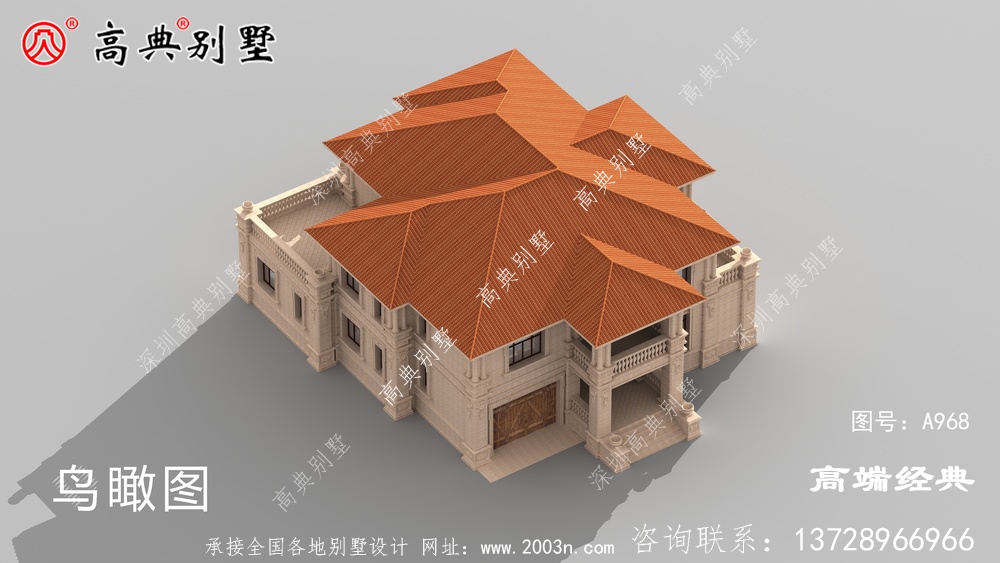  農(nóng)村歐式石材二層別墅外觀圖