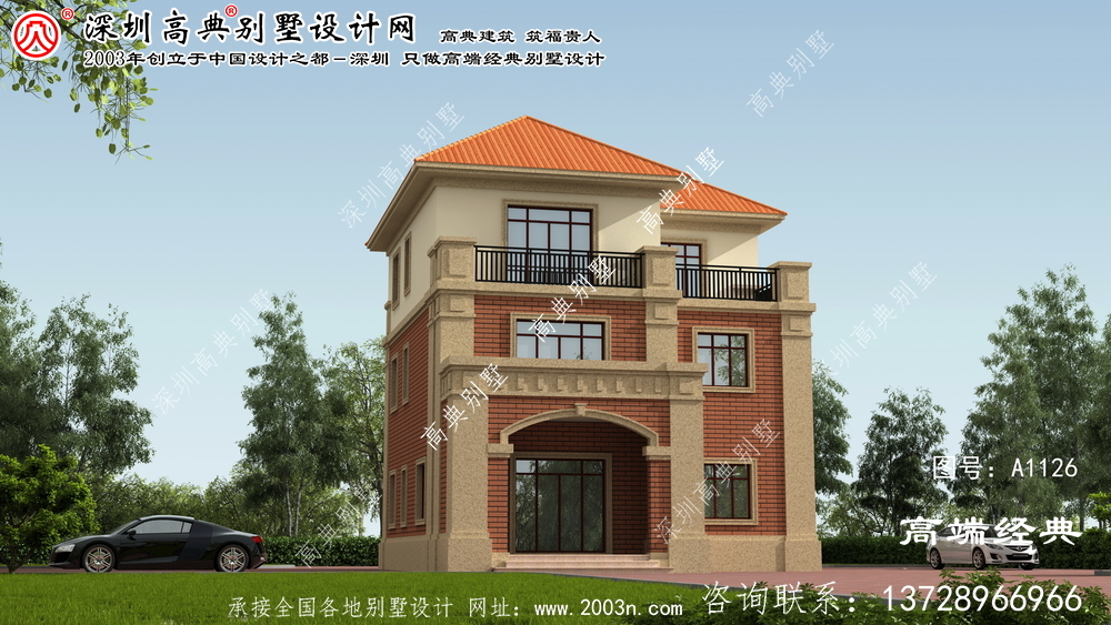 紅原縣新型美麗鄉村三層別墅建筑設計圖,效果圖。