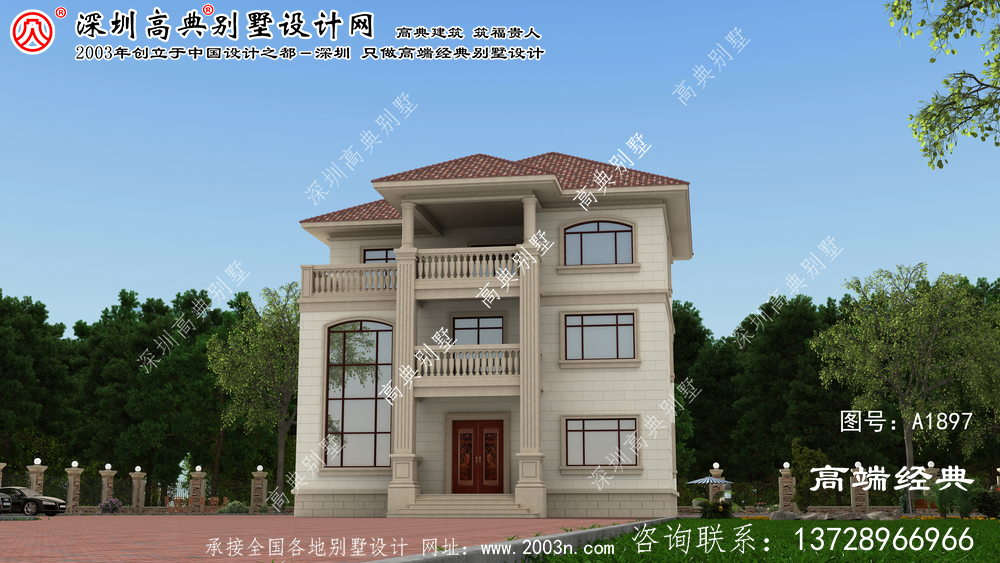 東昌府區溫馨的三層別墅自建風格，簡約現代風格。