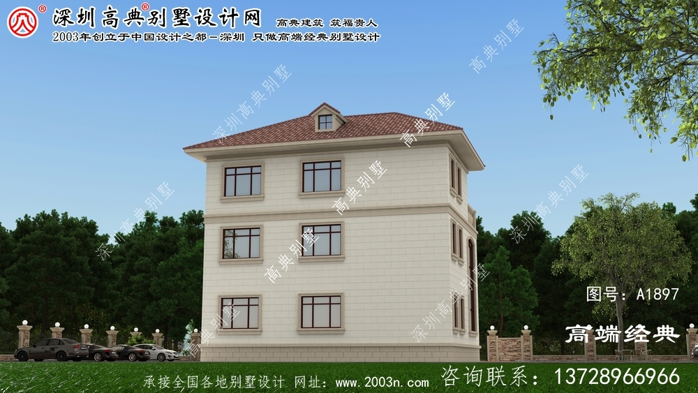 東昌府區溫馨的三層別墅自建風格，簡約現代風格。