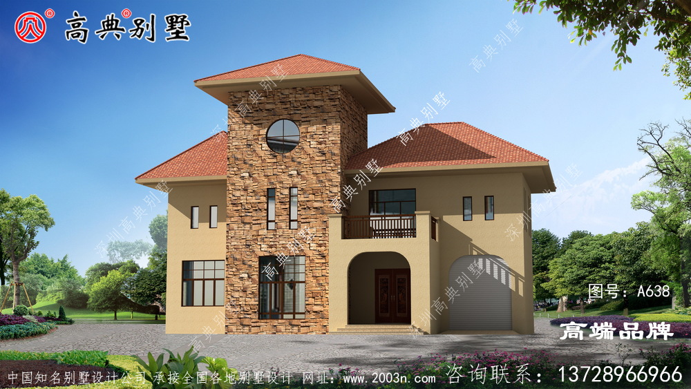 農村三層戶型圖色彩明亮,清新典雅