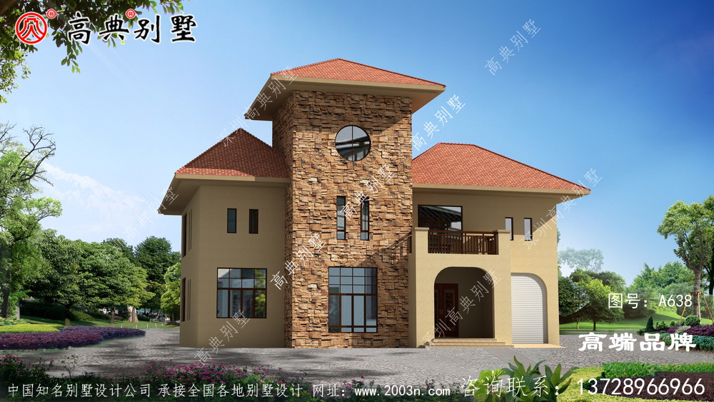 農村三層戶型圖色彩明亮,清新典雅
