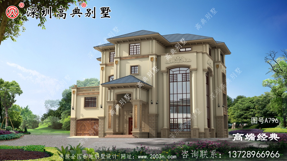 帶車庫的四層別墅設(shè)計(jì)圖，在農(nóng)村建房戶型中，建的最多的還是經(jīng)濟(jì)實(shí)用的