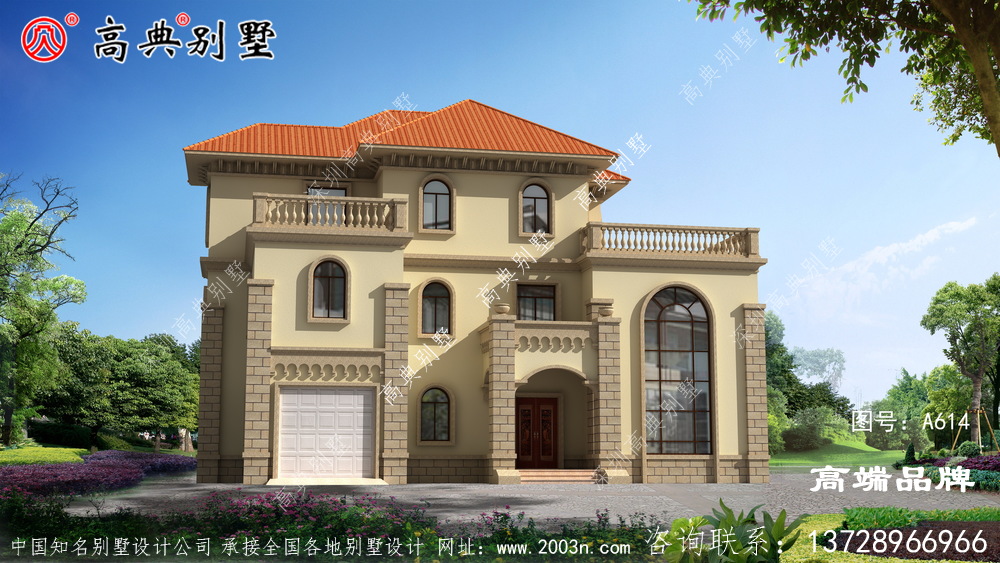 農(nóng)村建房最流行別墅的簡(jiǎn)歐大戶(hù)型復(fù)式別墅外觀圖