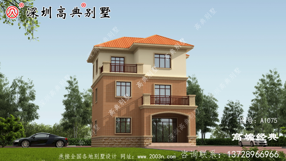 三樓簡歐別墅的設(shè)計圖,外觀時尚簡潔,居住舒適。