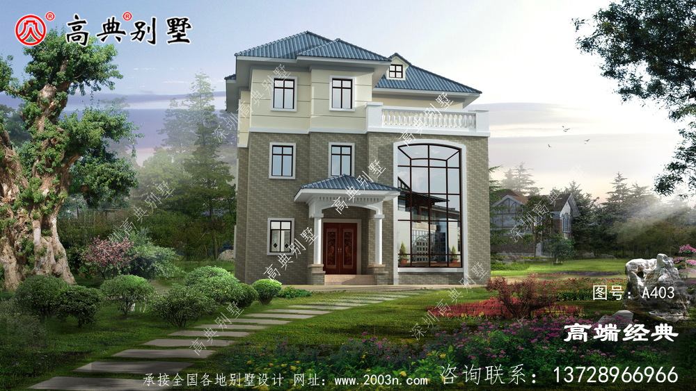 坡屋頂層次感強,象征著豐富美好的農村田園生活