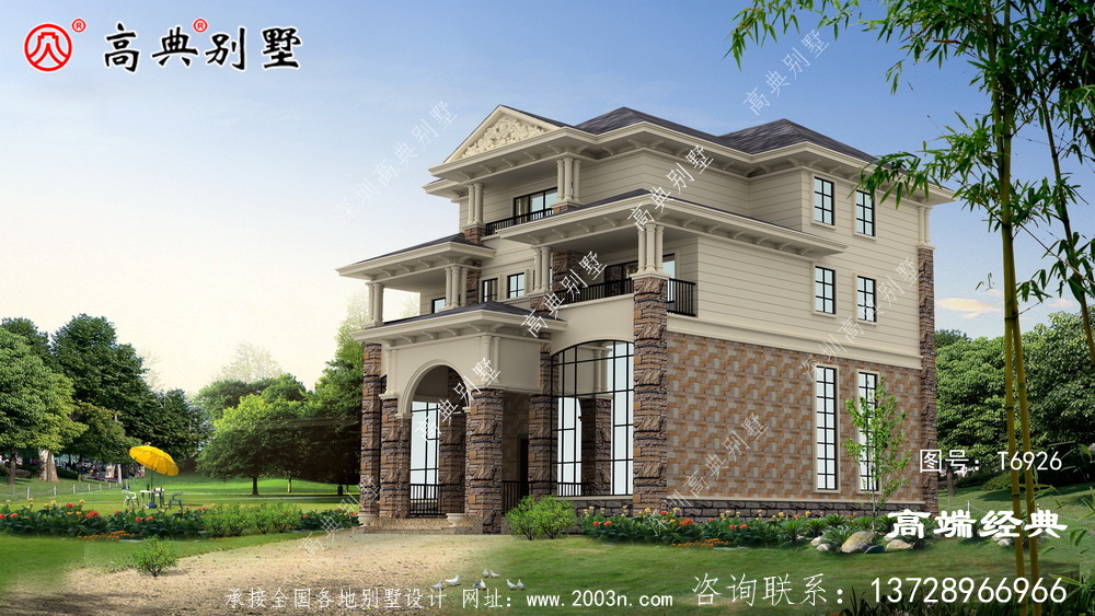 雙復式三層別墅外觀圖,戶型通透采光極佳