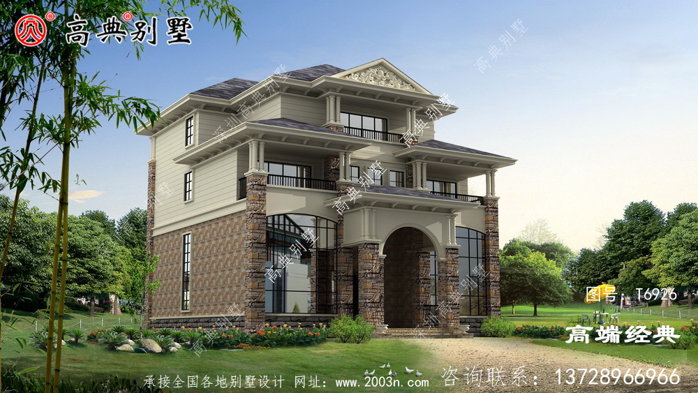 雙復式三層別墅外觀圖,戶型通透采光極佳